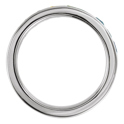 14K White Gold Multi-Gemstone Rainbow Anniversary Band