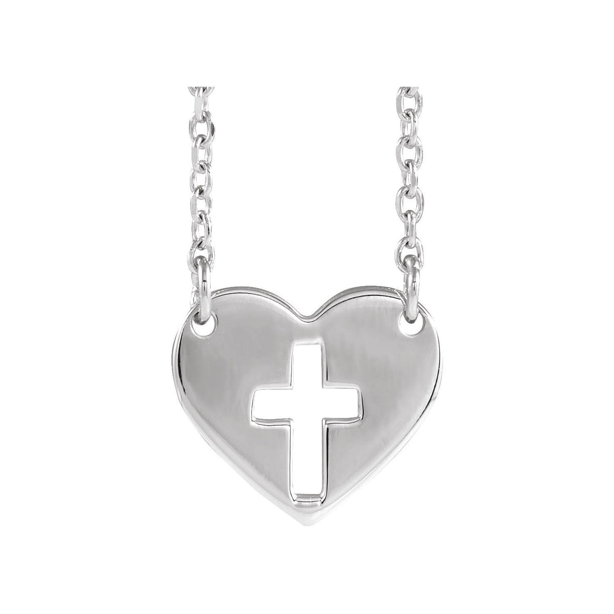 Pierced Cross Heart 16-18" Necklace