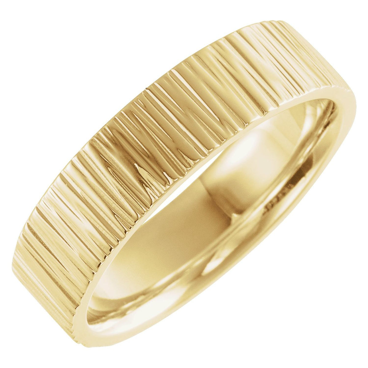 Tree Bark-Inspired Comfort-Fit Flat Band, 6 mm
