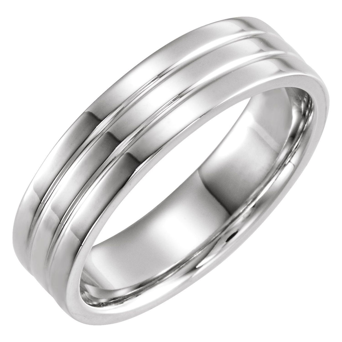 Grooved Comfort-Fit Flat Band, 6 mm