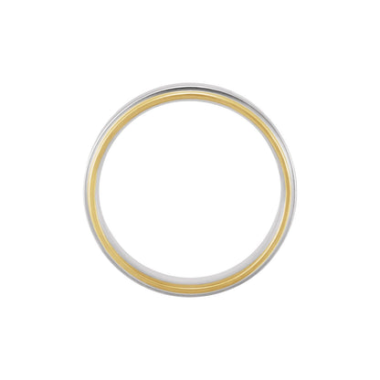 14K Yellow/White Gold Inlay Flat Comfort-Fit Band