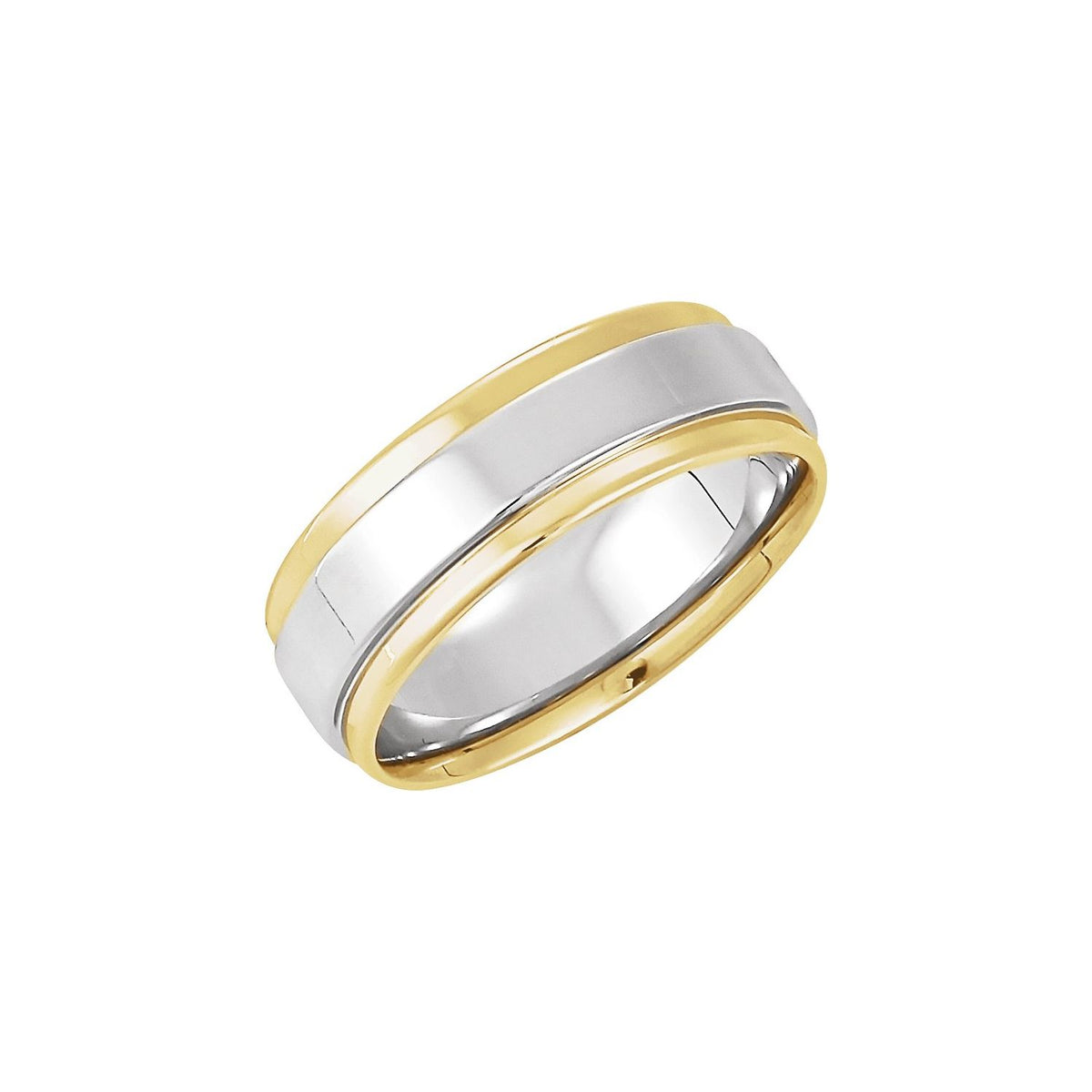 14K Yellow/White Gold Inlay Flat Comfort-Fit Band