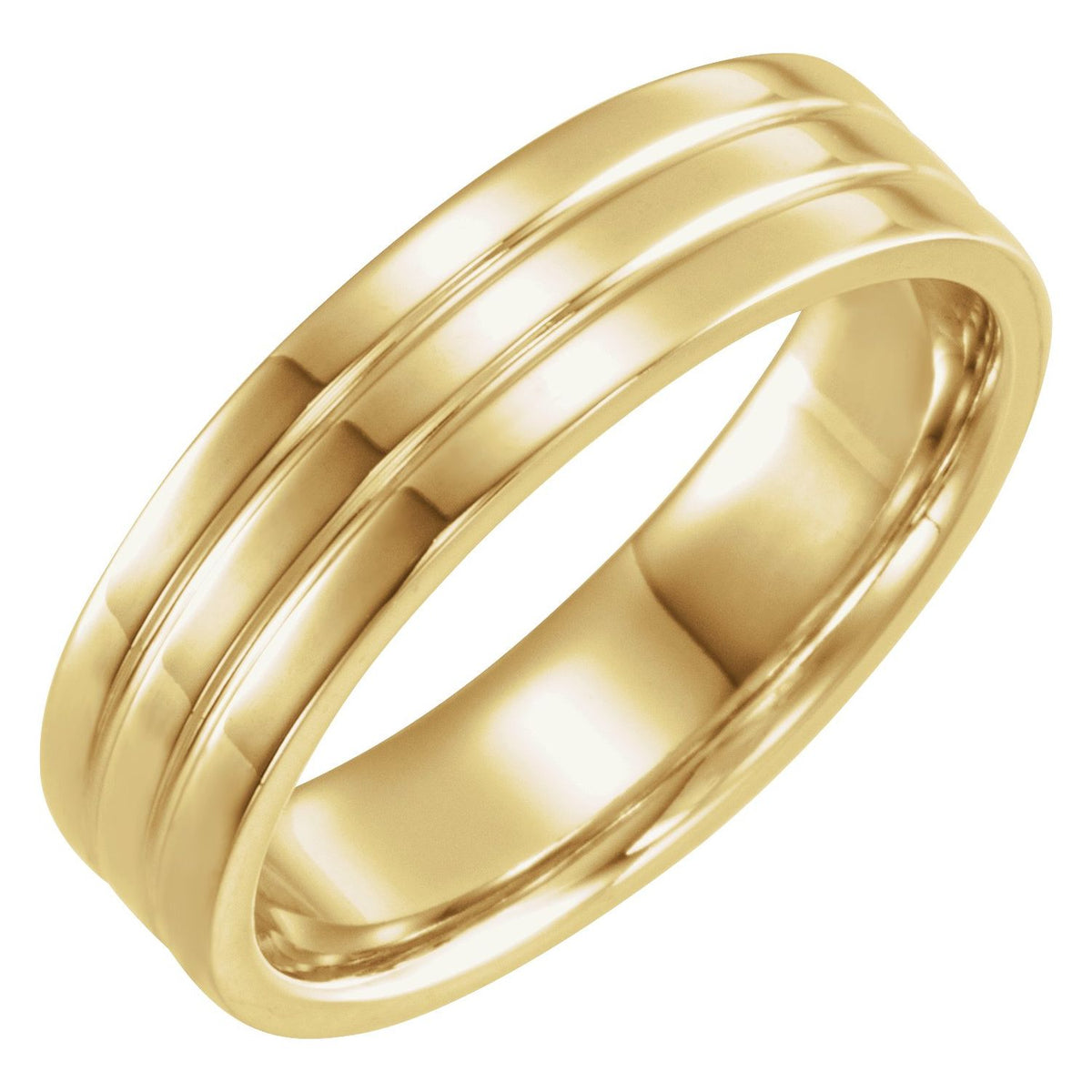 Grooved Comfort-Fit Flat Band, 6 mm