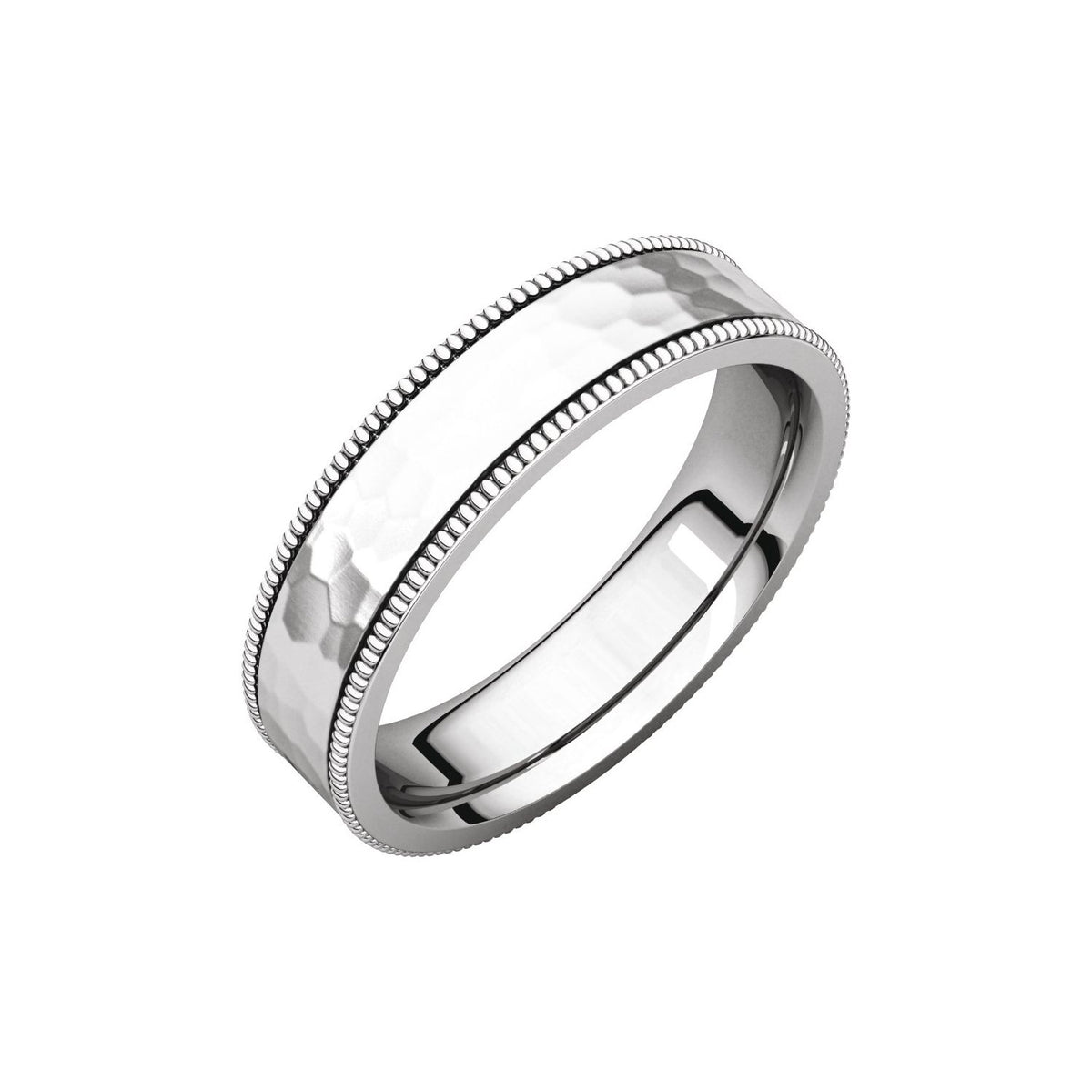Milgrain Edge Comfort-Fit Flat Band, 6 mm