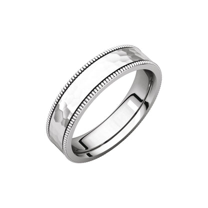 Milgrain Edge Comfort-Fit Flat Band, 6 mm