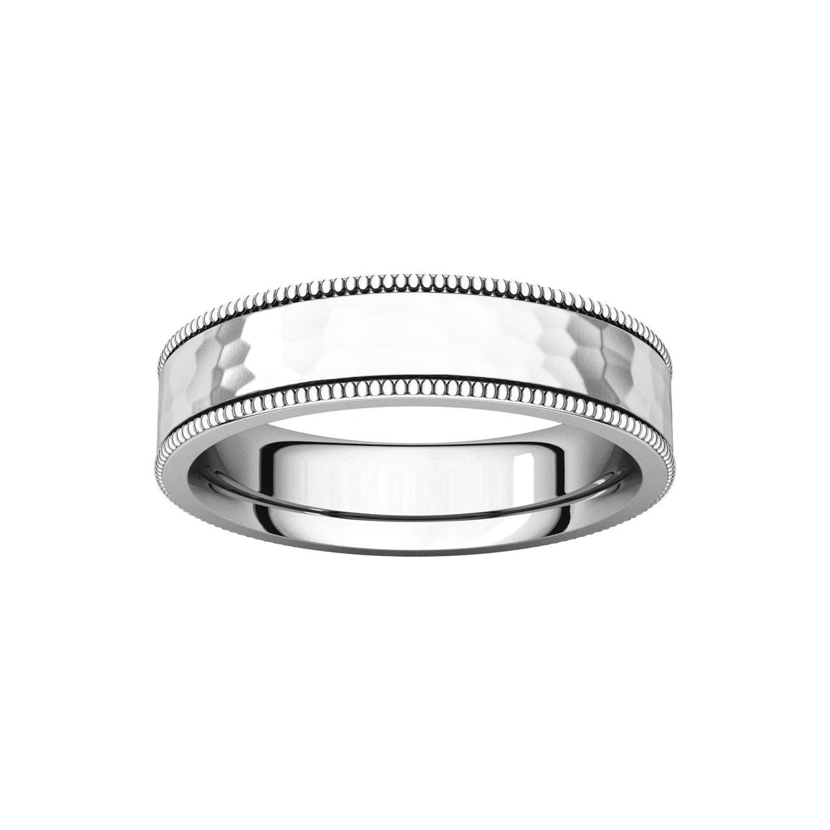Milgrain Edge Comfort-Fit Flat Band, 6 mm