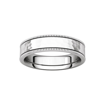 Milgrain Edge Comfort-Fit Flat Band, 6 mm