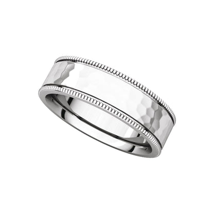 Milgrain Edge Comfort-Fit Flat Band, 6 mm