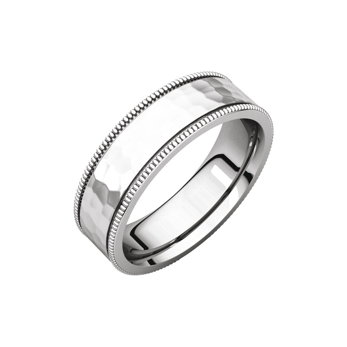 Milgrain Edge Comfort-Fit Flat Band, 6 mm