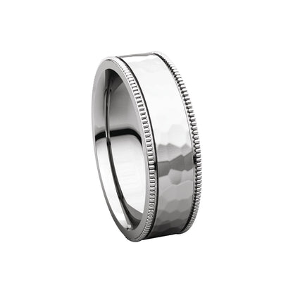 Milgrain Edge Comfort-Fit Flat Band, 6 mm