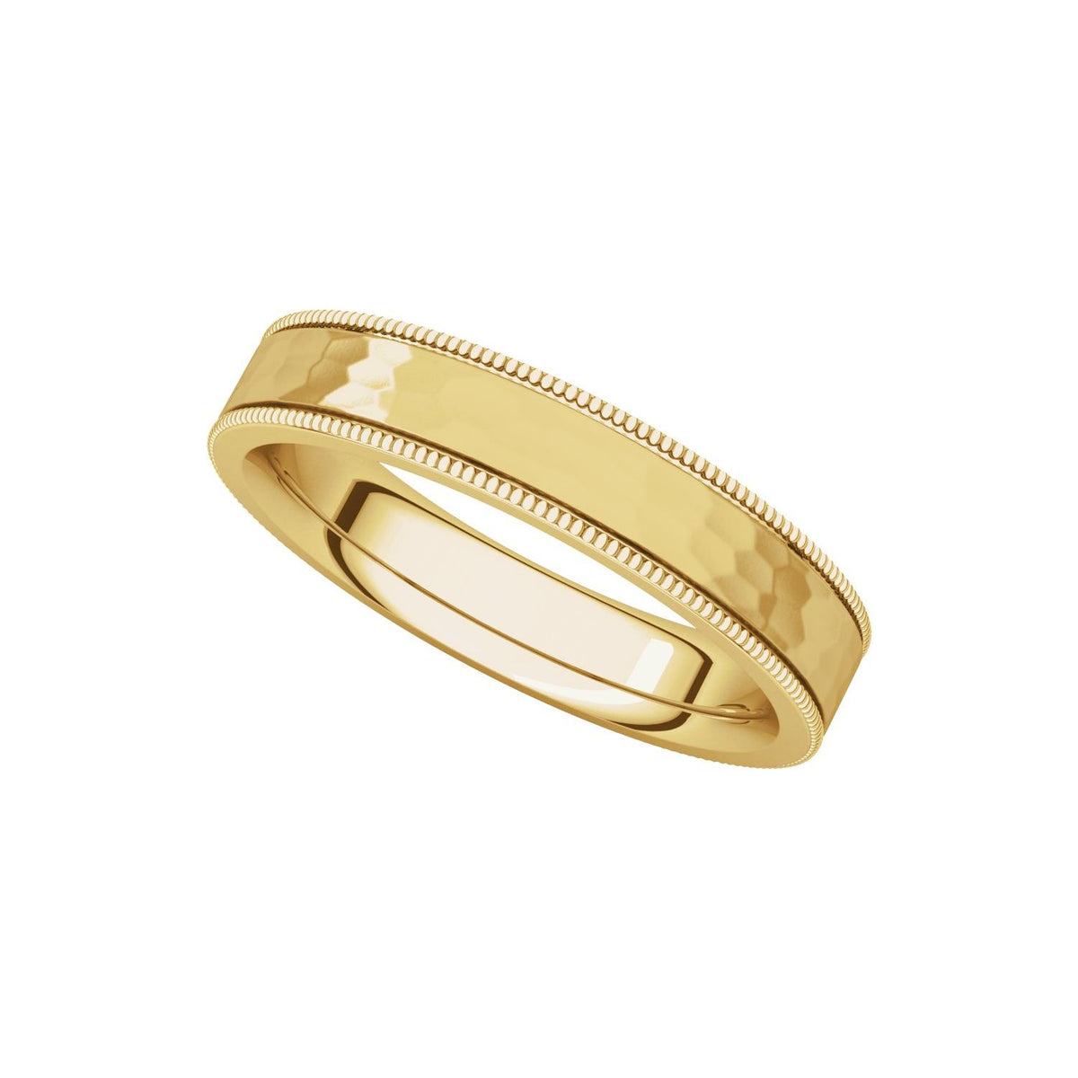 Milgrain Edge Comfort-Fit Flat Band, 6 mm