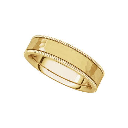 Milgrain Edge Comfort-Fit Flat Band, 6 mm