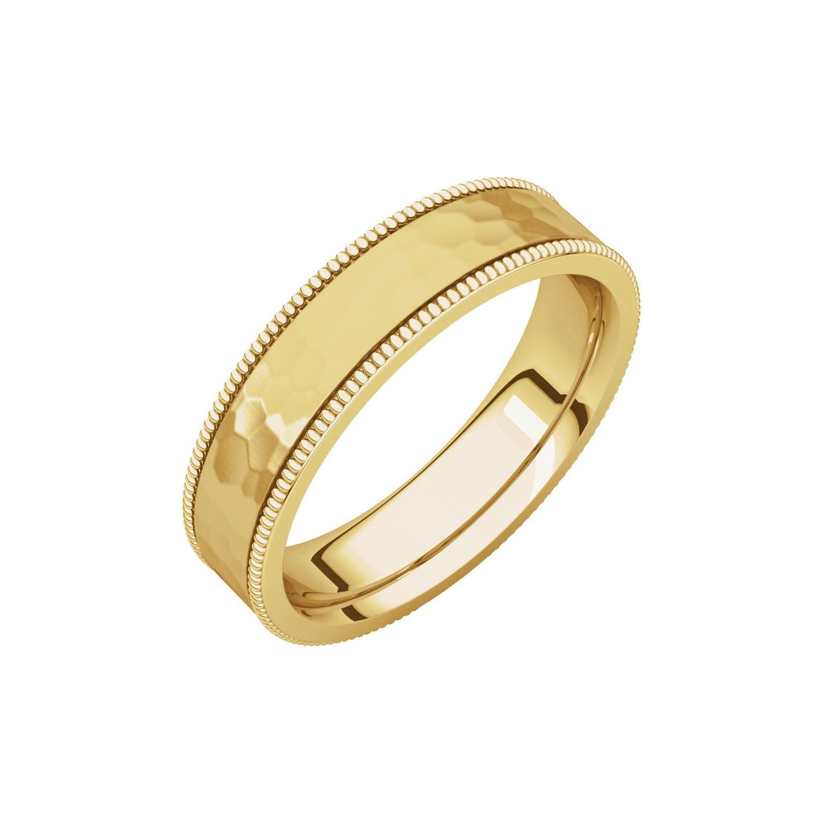 Milgrain Edge Comfort-Fit Flat Band, 6 mm