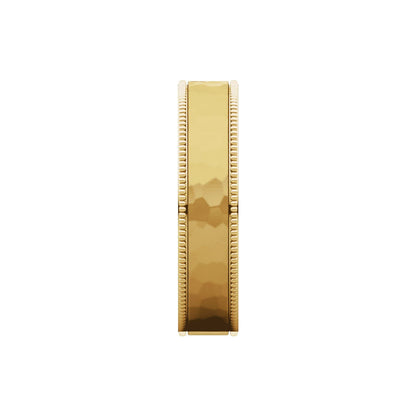 Milgrain Edge Comfort-Fit Flat Band, 6 mm