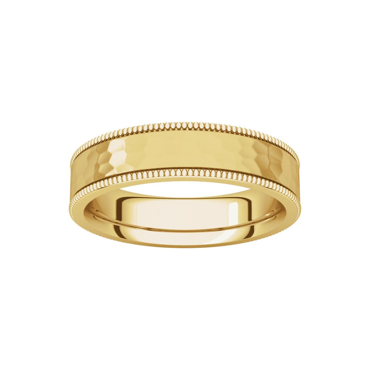 Milgrain Edge Comfort-Fit Flat Band, 6 mm