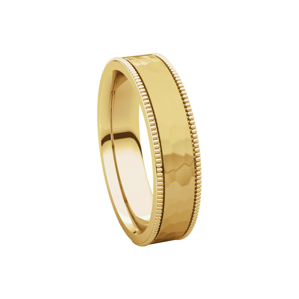 Milgrain Edge Comfort-Fit Flat Band, 6 mm