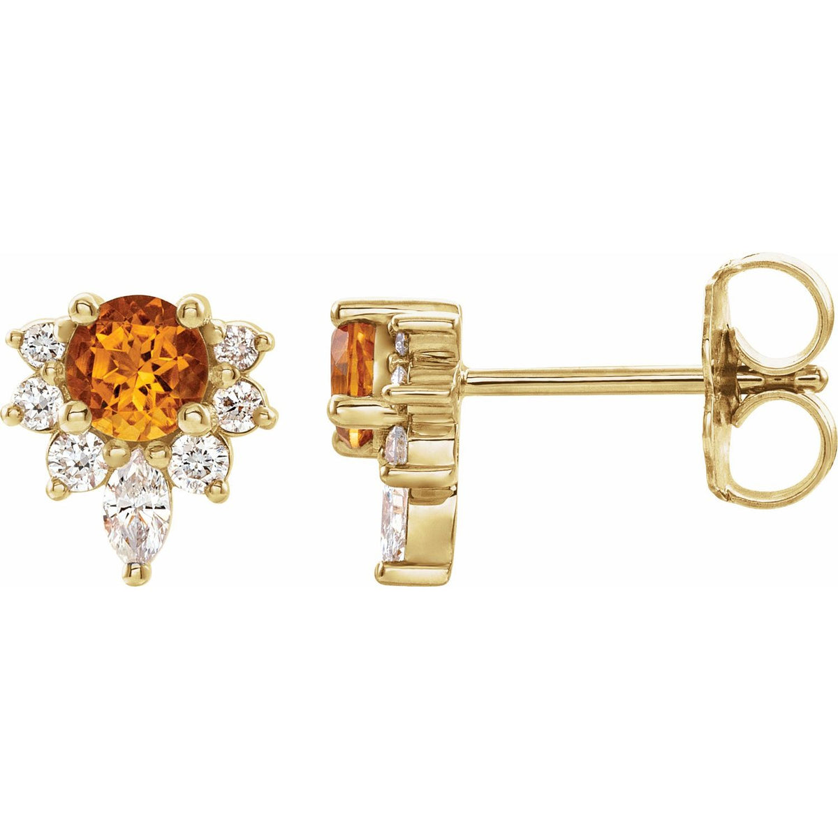 14K White Gold Natural Mozambique Garnet & 1/6 CTW Natural Diamond Earrings