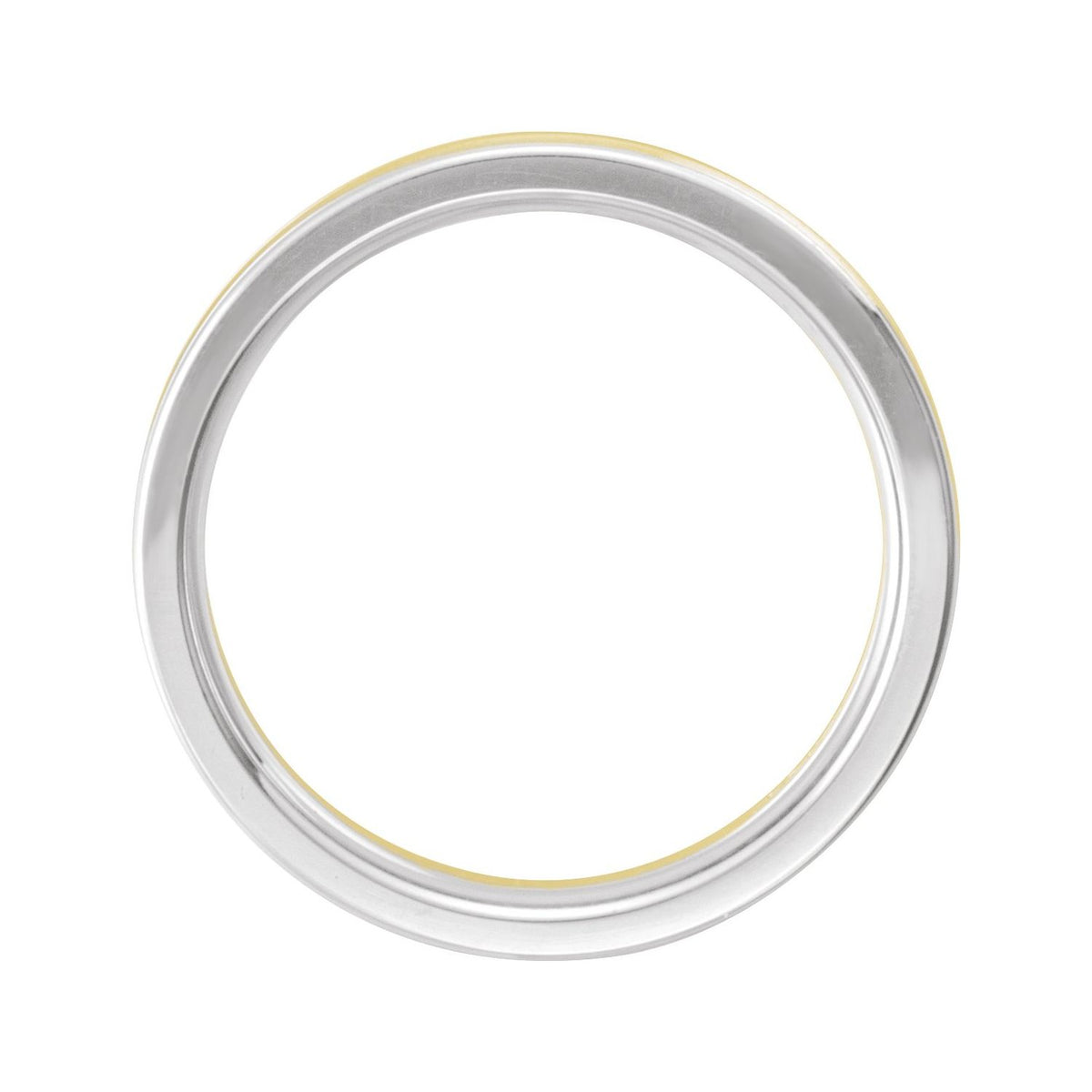 Platinum & 18K Yellow Gold & Platinum Grooved Comfort-Fit Half Round Band, 4 mm