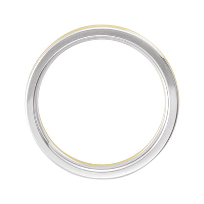 Platinum & 18K Yellow Gold & Platinum Grooved Comfort-Fit Half Round Band, 4 mm
