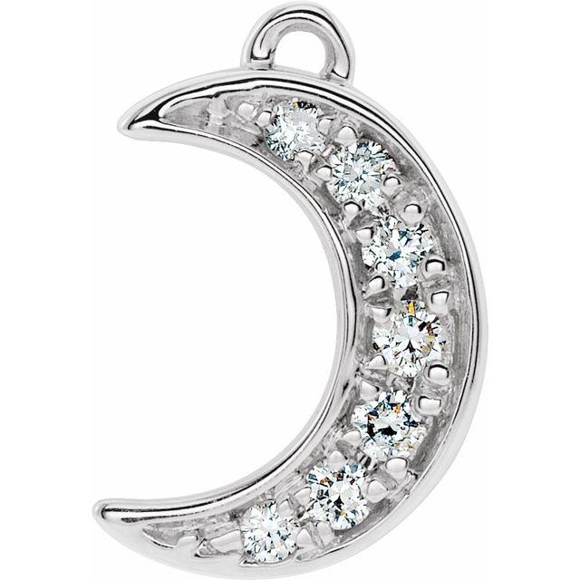 .05 CTW Natural Diamond Crescent Moon Dangle