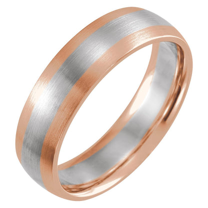 14K Rose/White/Rose Gold Comfort-Fit Half Round Band