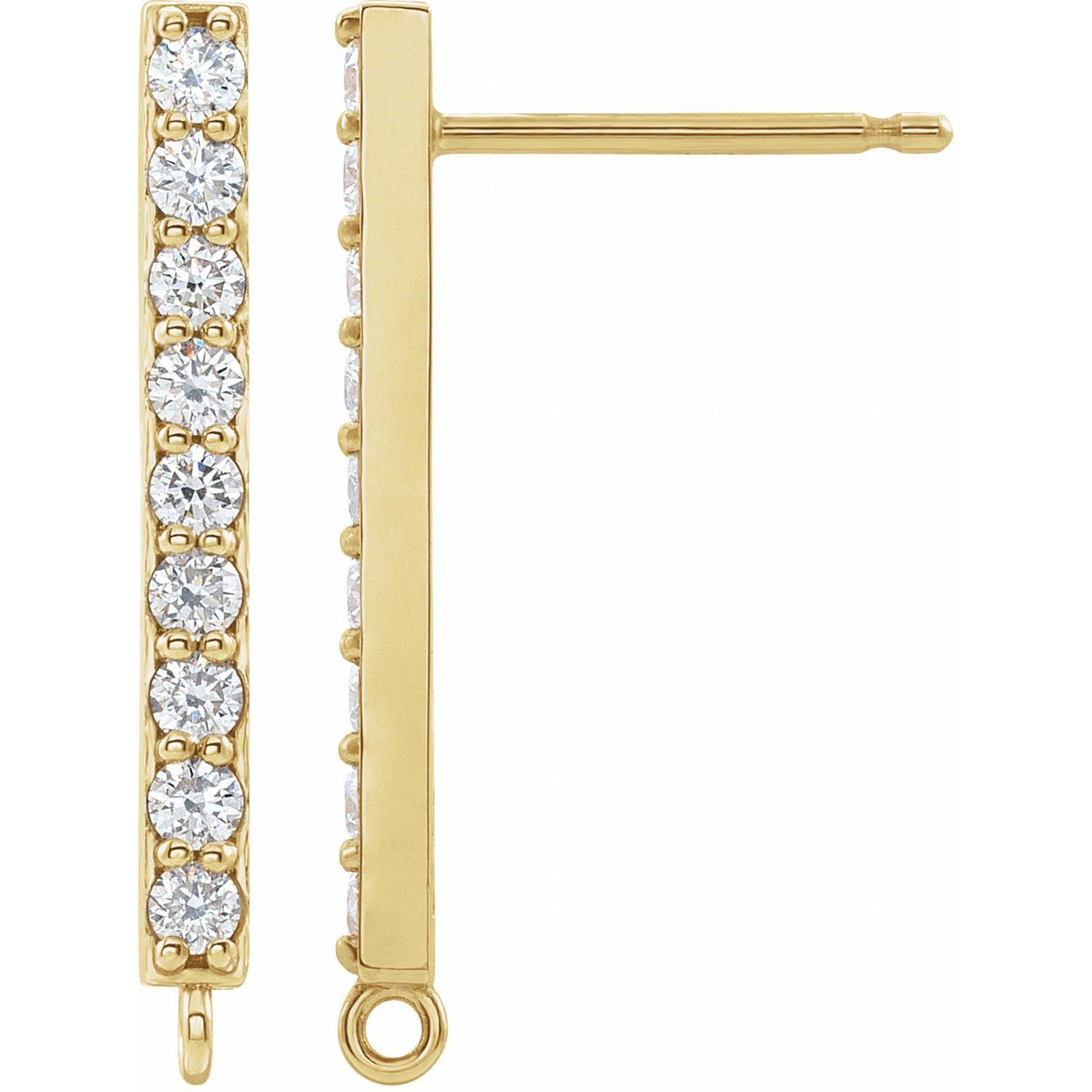 1/6 Natural Diamond Bar Earring Top