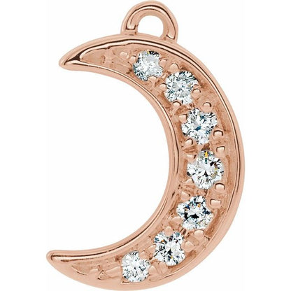 .05 CTW Natural Diamond Crescent Moon Dangle