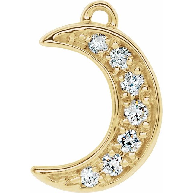 .05 CTW Natural Diamond Crescent Moon Dangle