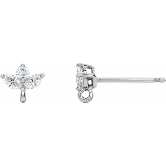 .07 CTW Natural Diamond Cluster Earring Top