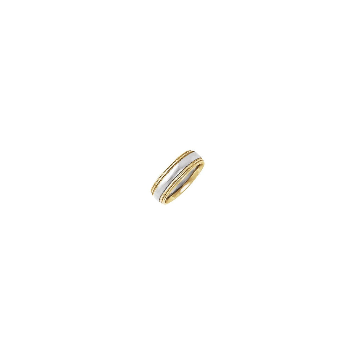Platinum & 18K Yellow Gold & Platinum Double Milgrain Edge Comfort-Fit Half Round Band