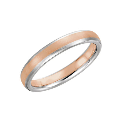 14K White/Rose/White Gold Half Round Band with Satin Finish
