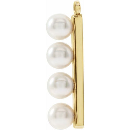 Cultured White Freshwater Pearl Bar Dangle
