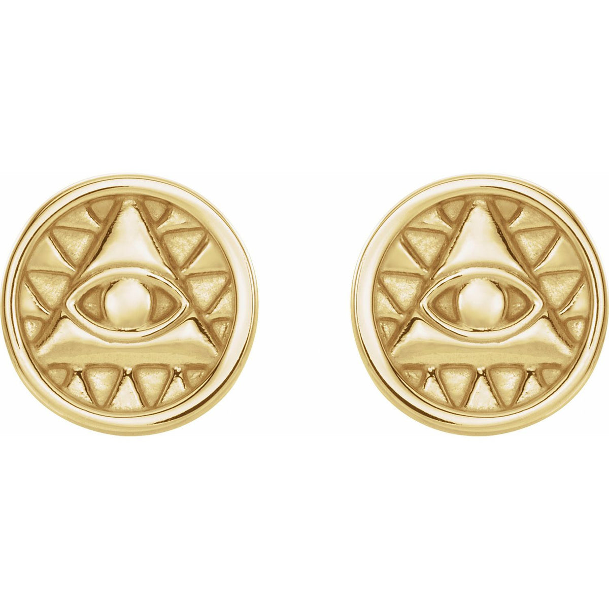 14K Yellow Gold Eye of Providence Earrings