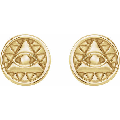 14K Yellow Gold Eye of Providence Earrings