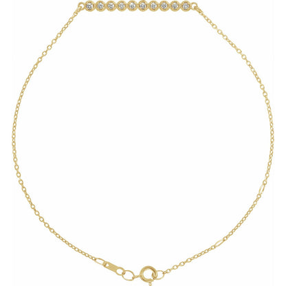 14K Yellow Gold 1/8 CTW Natural Diamond Bar 6 1/2-7 1/2" Bracelet