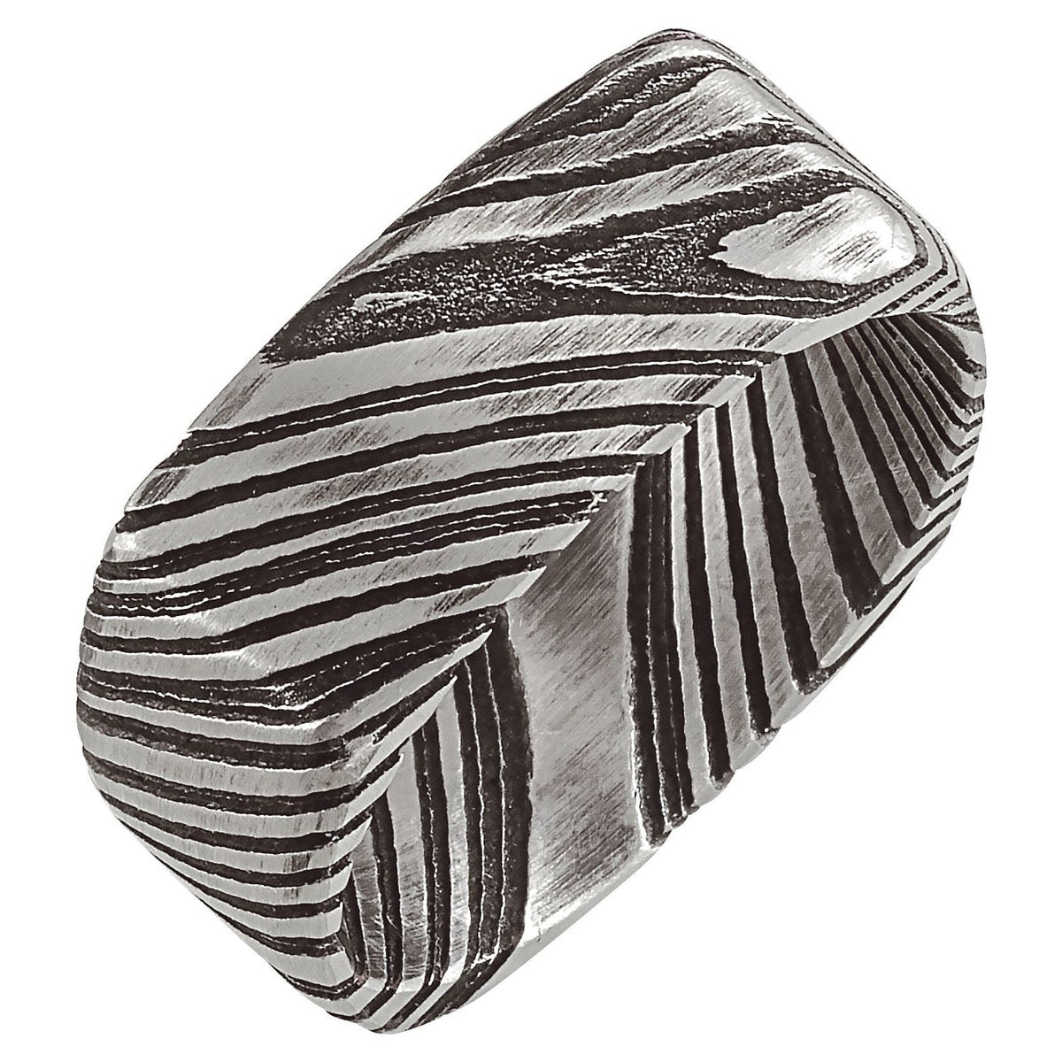 Damascus Steel Comfort-Fit Square Band, 8 mm