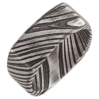 Damascus Steel Comfort-Fit Square Band, 8 mm