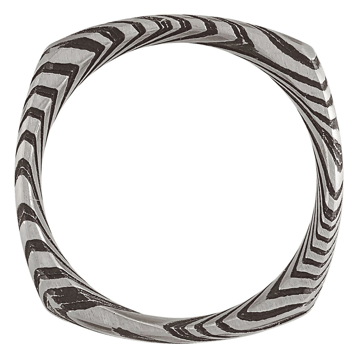 Damascus Steel Comfort-Fit Square Band, 8 mm