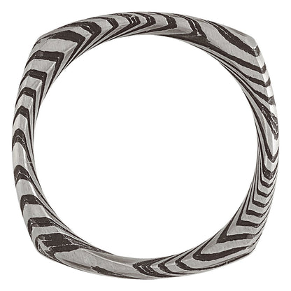 Damascus Steel Comfort-Fit Square Band, 8 mm, Style 2