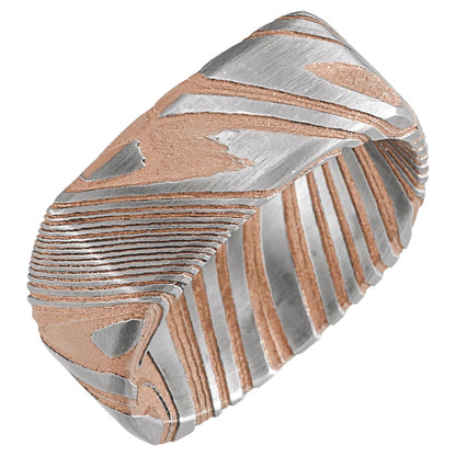 Damascus Steel Comfort-Fit Square Band, 8 mm, Style 2