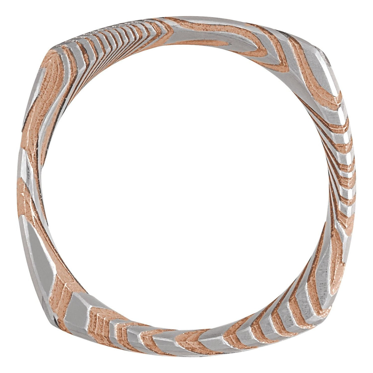 Damascus Steel Comfort-Fit Square Band, 8 mm, Style 2