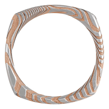 Damascus Steel Comfort-Fit Square Band, 8 mm, Style 2