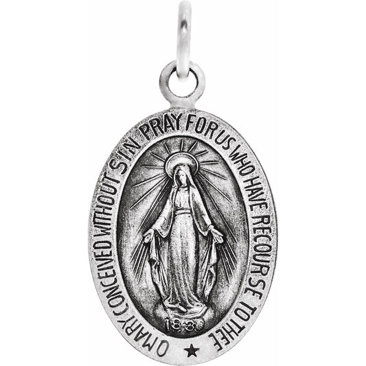 Sterling Silver 28.5x17. Oval Miraculous Medal Only
