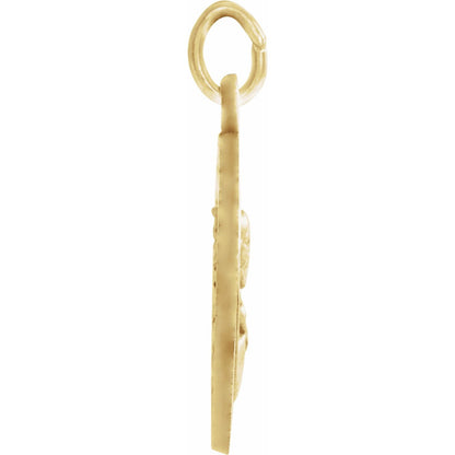 14K Yellow Gold Round Scapular Medal, 12 Mm