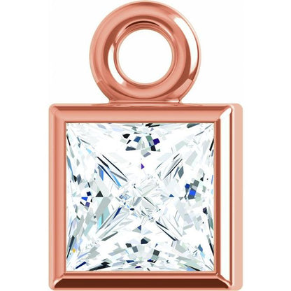 1/6 CT Natural Diamond Bezel Dangle, 3.56 mm x 5.51 mm, Bezel-Set