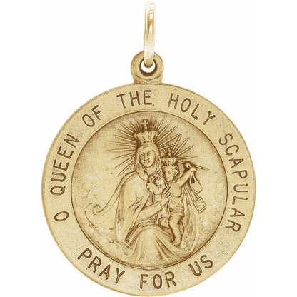 14K Yellow Gold Round Scapular Medal, 12 Mm