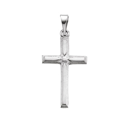 14K White Gold 19x12. Cross Pendant