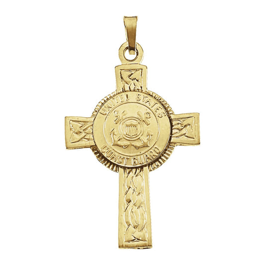 14K Yellow Gold U.S. Coast Guard Cross Pendant