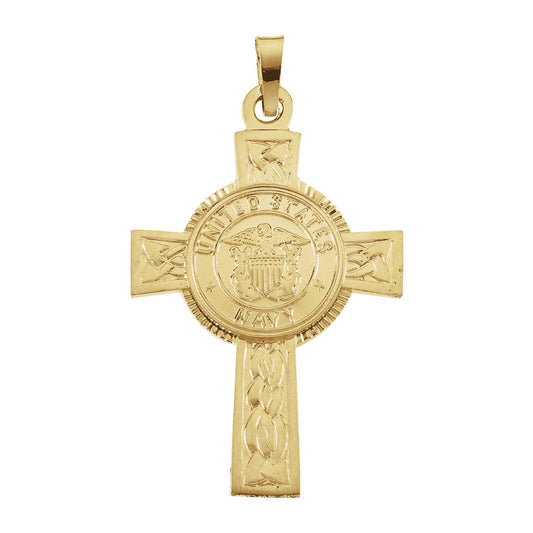 14K Yellow Gold U.S. Navy Cross Pendant