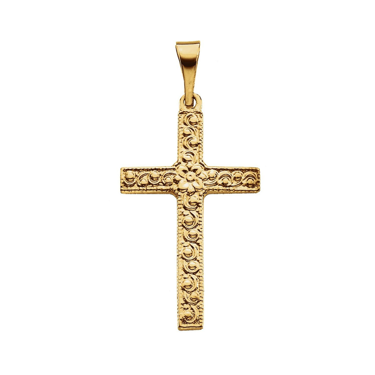 20x13 mm Floral-Inspired Cross Pendant